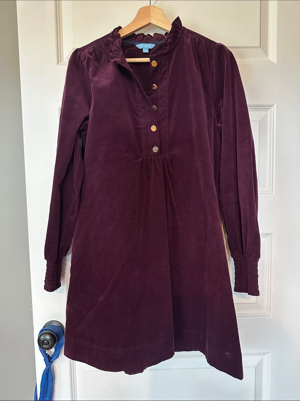 Draper James Plum Ruffle-Neck Top size small